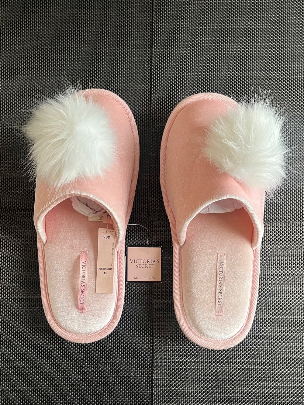 Victoria's Secret Women's Pink Pom-Pom Slippers